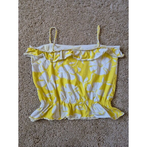 Willow‎ Blossom Women's Juniors Size L Yellow Cropped Cami Blouse Vacay Summer - Picture 3 of 4